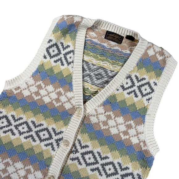Eddie Bauer Jackets & Blazers - VTG Eddie Bauer Sweater Vest Women S Fair Isle Geometric Cottagecore Grandmacore